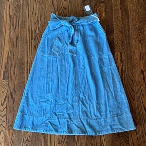 Universal thread midi denim skirt